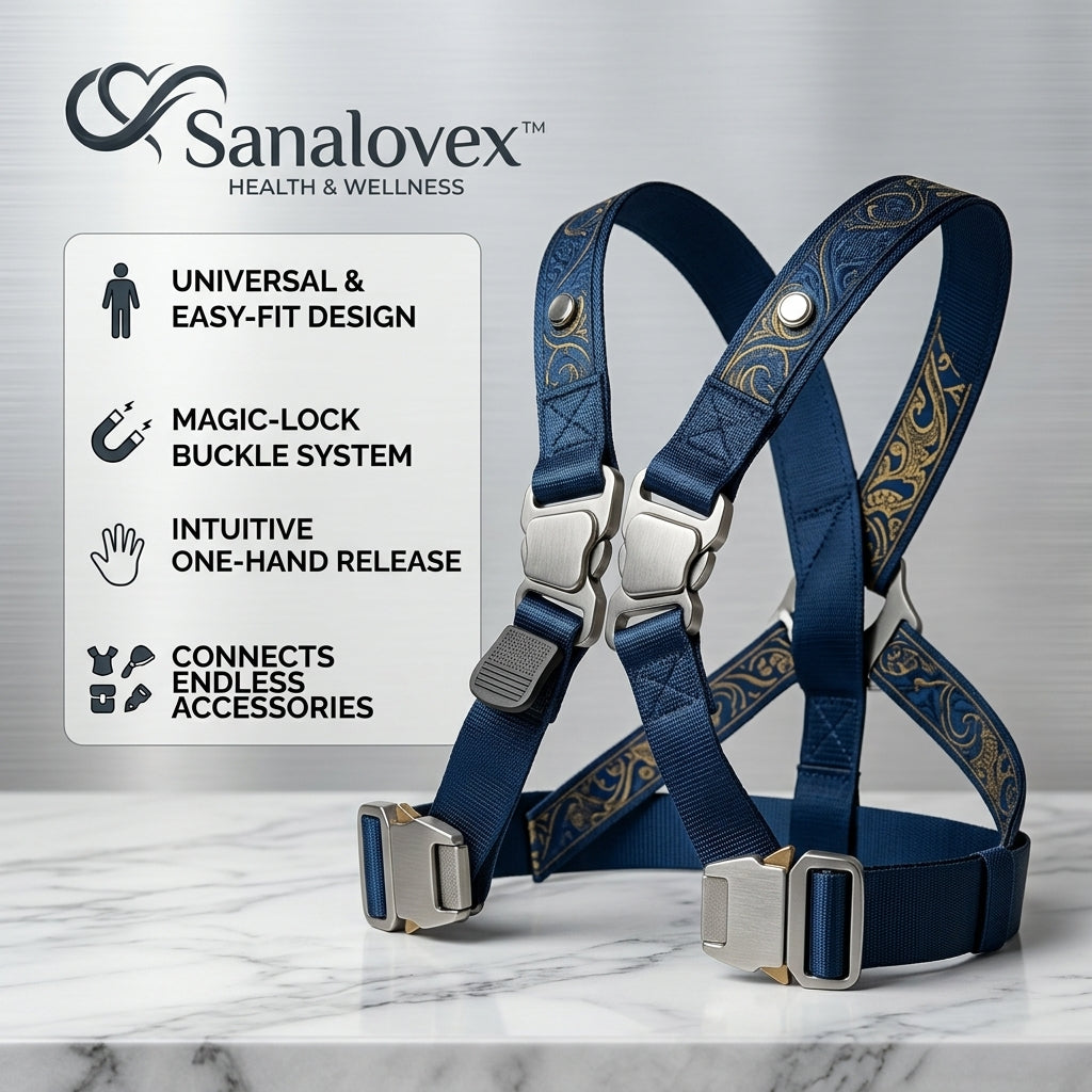 Sanalovex™ Ergonomic Wellness Chest Harness - Premium Posture Support Strap with Magnetic Quick-Release Buckles, Adjustable Modular Utility Body Harness for Spine Alignment, Shoulder Support, and Lifestyle Accessory Attachment