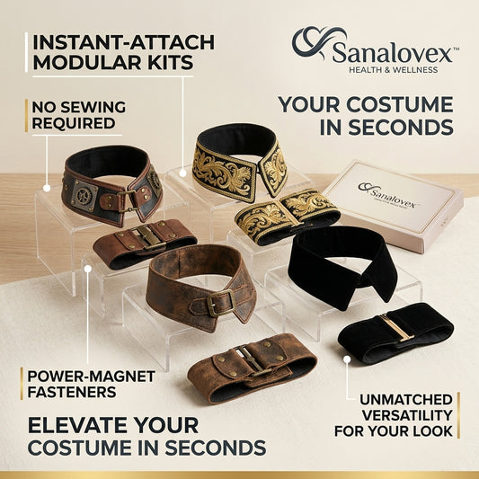 Sanalovex™ Modular Costume Accessory Kit – Instant-Attach Magnetic Collars & Cuffs for Cosplay, Steampunk & DIY Halloween Costumes – No Sewing Required, Premium Versatile Styling Set